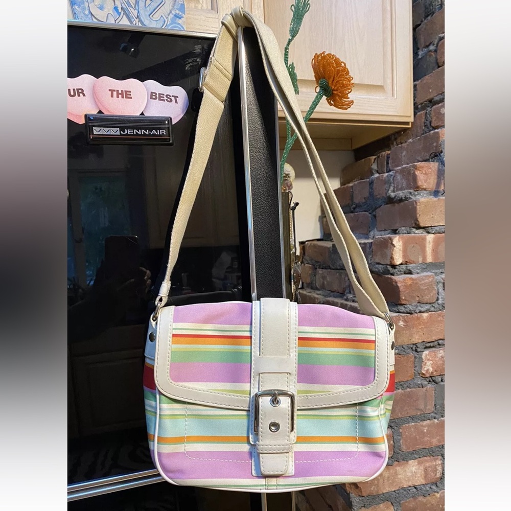 Coach Hampton Colorful Striped Shoulder Bag